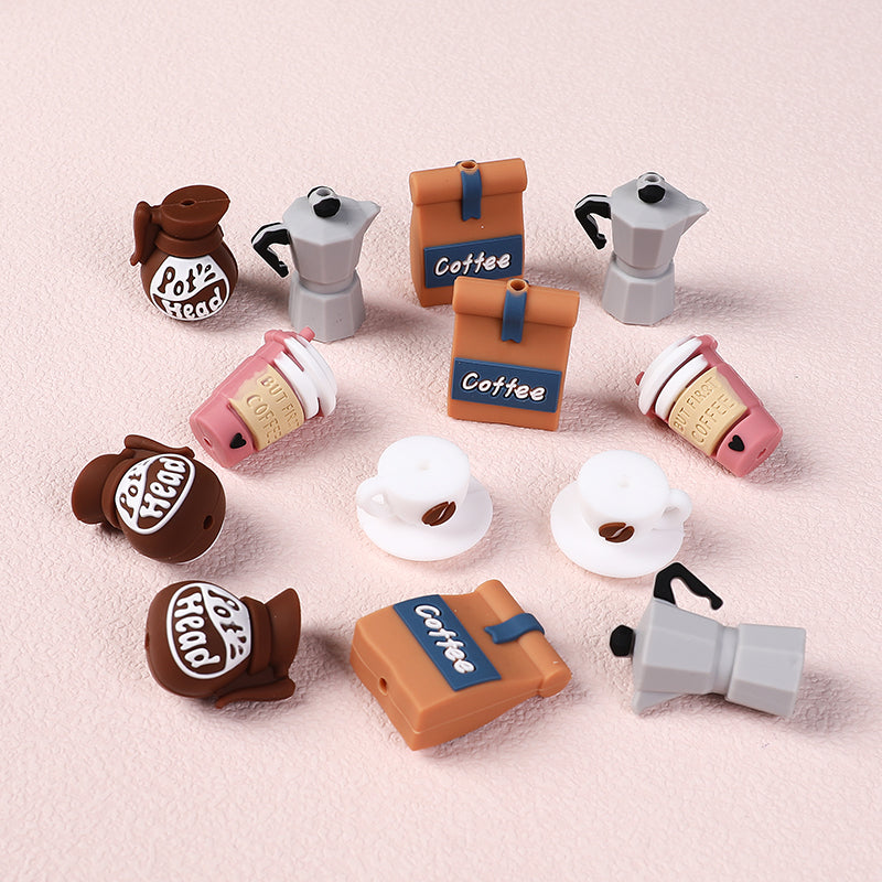 Silicone 3D Focal Beads Coffee Theme 3D Coffee Cup and Pot Designs 4