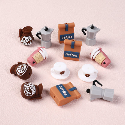 Silicone 3D Focal Beads Coffee Theme 3D Coffee Cup and Pot Designs 4