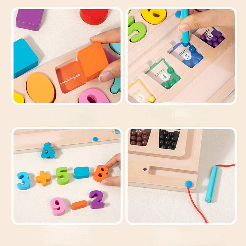 Wooden Montessori Toys Shape Color Sorting Calculation for Kids 3