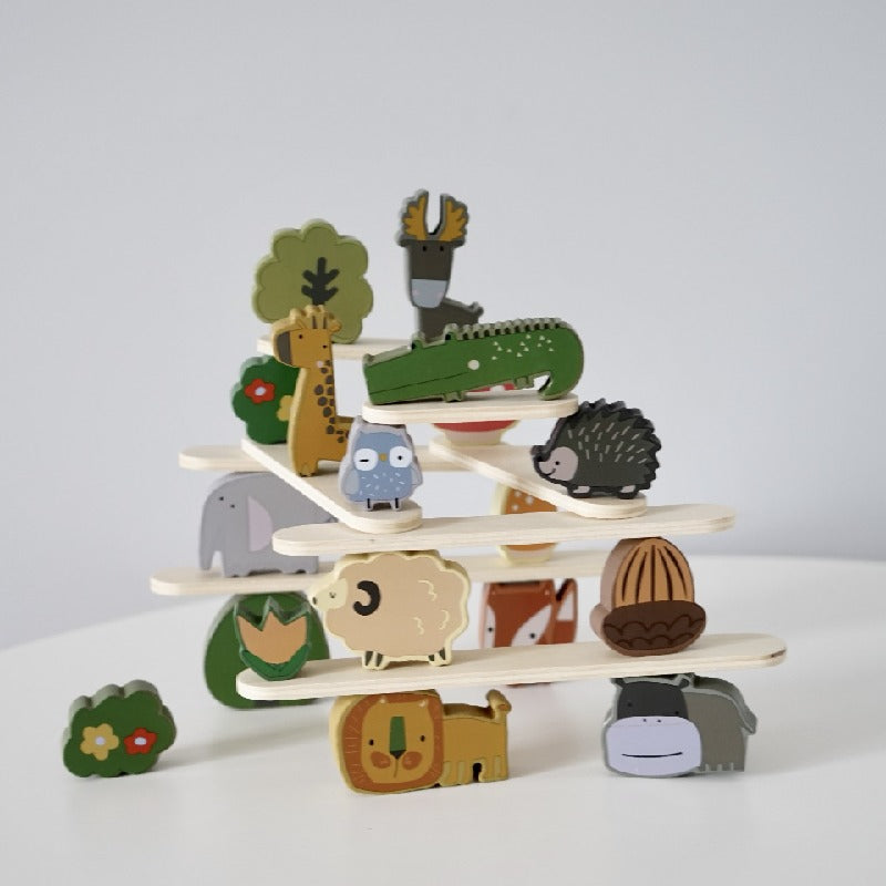 Wooden Building Blocks Animal Stacking Balance Educational Toy 3