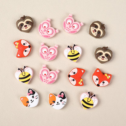 Silicone Focal Beads Valentine Day Heart Animal Variety 5
