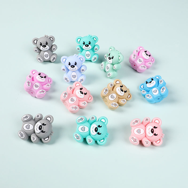 Silicone 3D Focal Beads Hug Bear Sitting Pose 4