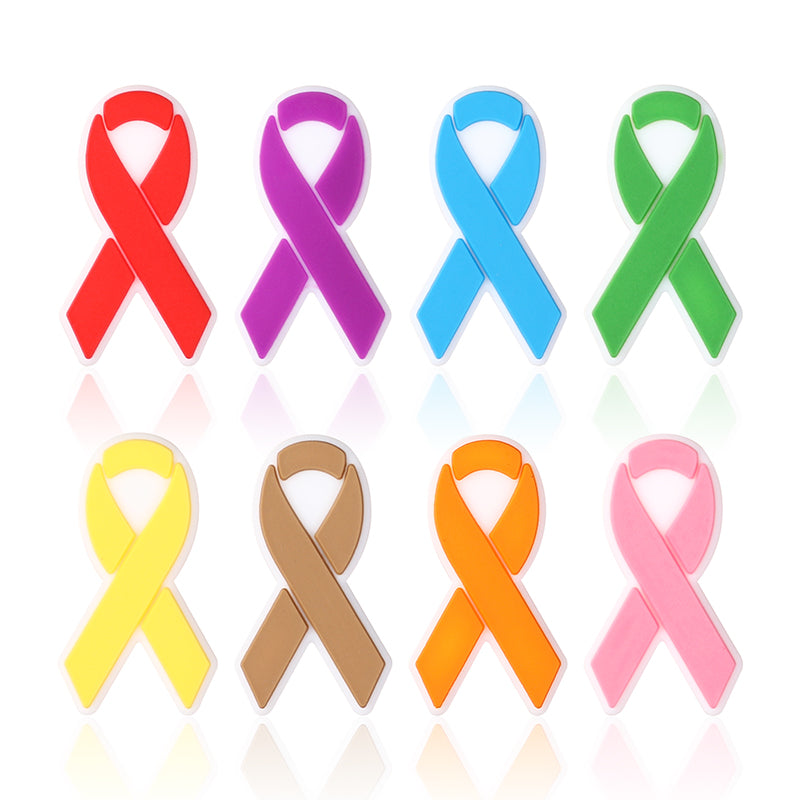 20Pcs Silicone Focal Beads Multi Color Ribbon Front Facing 6