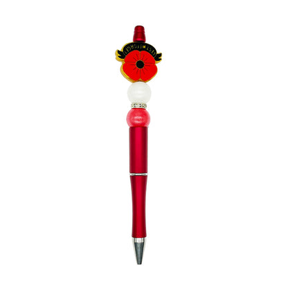 20pcs Silicone Focal Beads Lest We Forget Poppy with Banner 3
