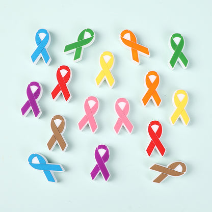 20Pcs Silicone Focal Beads Multi Color Ribbon Front Facing 2