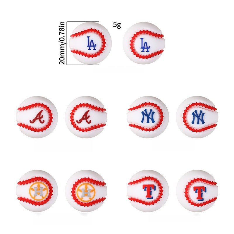20mm 3D Silicone Focal Beads Baseball Team Front Facing 9