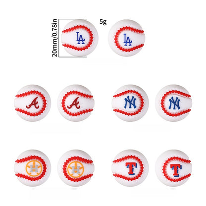 20mm 3D Silicone Focal Beads Baseball Team Front Facing 9