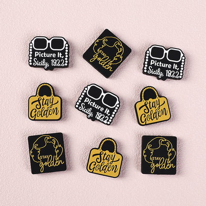 Silicone Focal Beads The Golden Girl Gold Bag and Text Detail 6