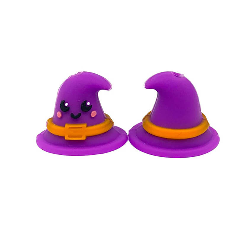 3D Silicone Focal Beads Halloween Cute Witch Hat Front Facing