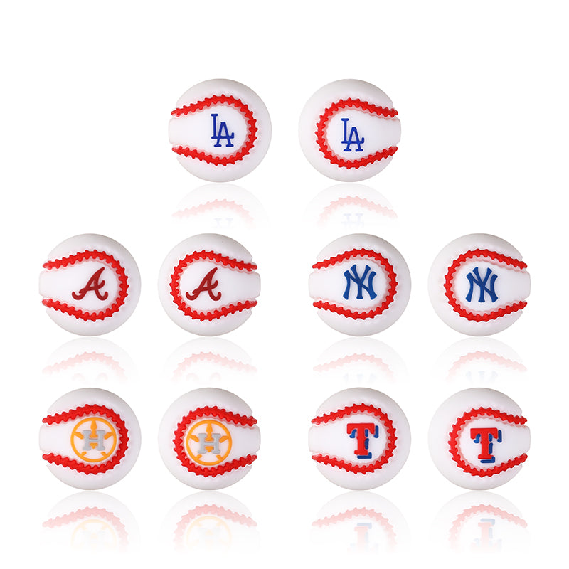 20mm 3D Silicone Focal Beads Baseball Team Front Facing 8