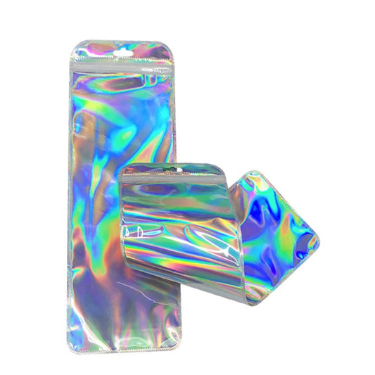 50pcs Foil Holographic Resealable Packaging Bags for Beadable Pens
