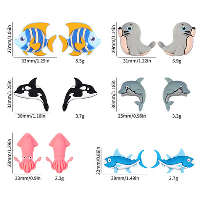 20Pcs Silicone 3D Focal Beads Ocean Animals Seal Dolphin Killer Whale 9