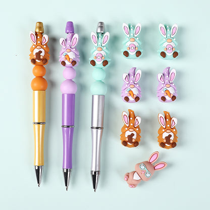 Silicone 3D Focal Beads Easter Bunny Holding Carrot Detail 9