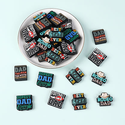 Silicone Focal Beads Dad Theme Text and Icon Design 2