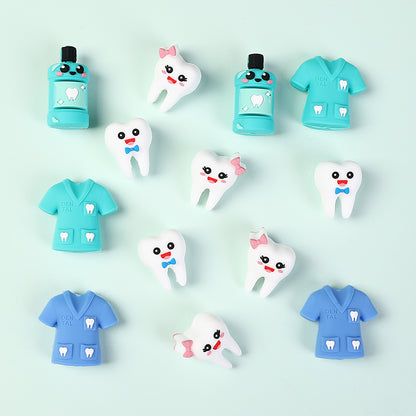 20Pcs Silicone 3D Focal Beads Dentist Mouthwash Teeth and Uniforms 3