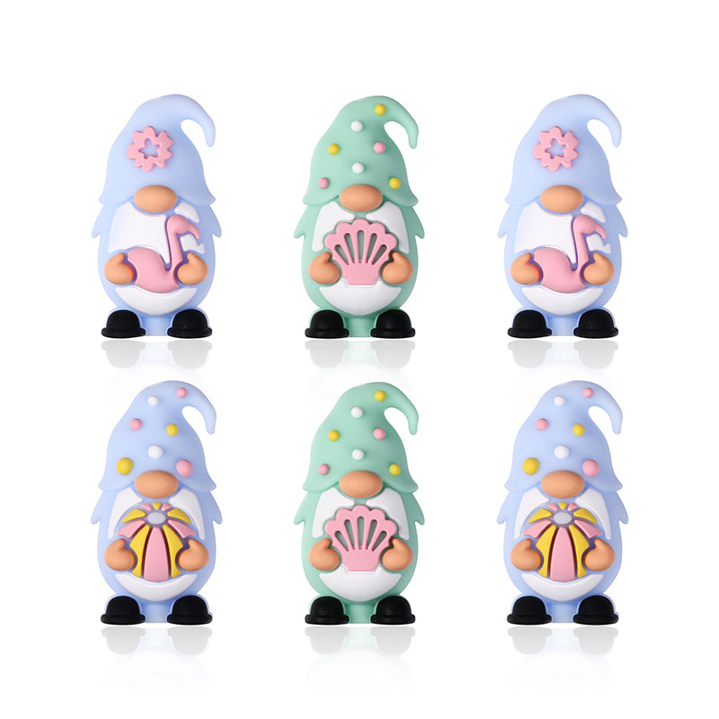 20Pcs Silicone 3D Focal Beads Summer Dwarf With Flower Detail 9