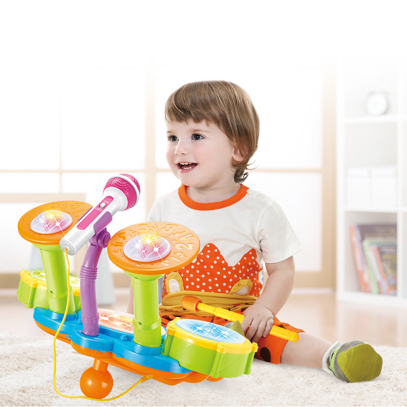 Plastic Kids Jazz Drum Kit Musical Instrument Early Education Toy 4