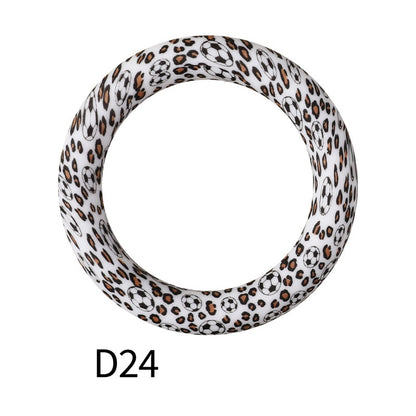65mm Printed Silicone Beads Ring Shape Printed Design 30