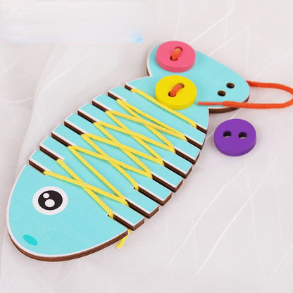 Wooden Dressing Shoelaces Montessori Toys for Toddlers 4