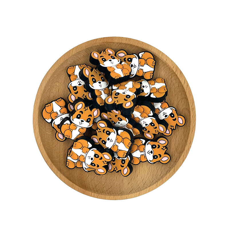 20pcs Silicone Focal Beads Little Tiger Sitting Pose 2