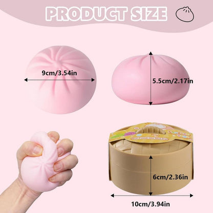 TPR Giant Steamed Stuffed Bun Squishy Soft Squeeze Toy with Steamer 5.5x9cm 3