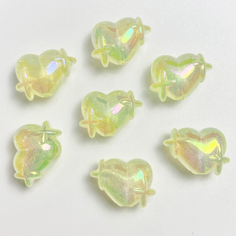 50pcs 14x20mm UV Finish Light In The Dark Heart Star Acrylic Beads 10