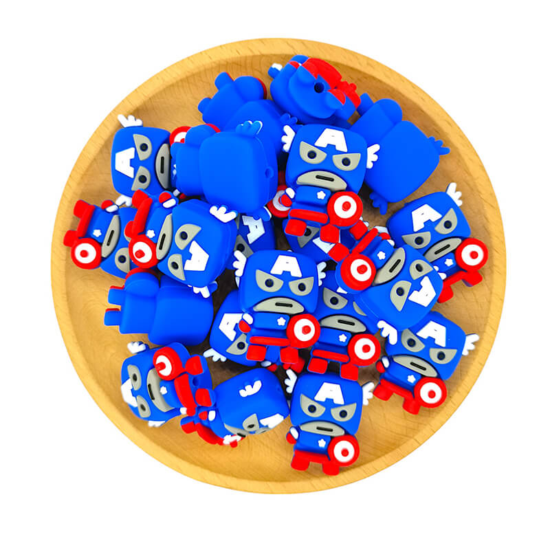 Silicone 3D Focal Beads Little Warrior Shield with Star Detail 2