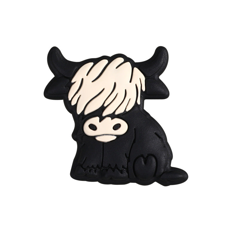 Silicone Focal Beads Highland Cow Catter Sitting Pose 5