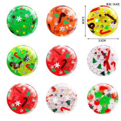 TPR Christmas Glitter Sensory Stress Ball Squeeze Toy 3.5cm 6