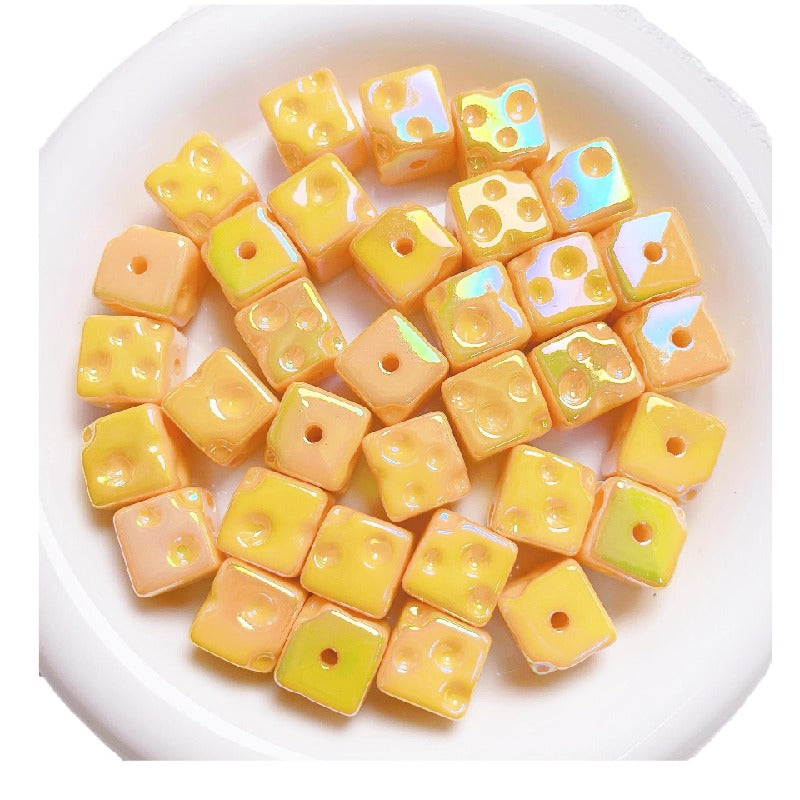 10pcs 14.5mm Light In The Dark Acrylic Cheese Cube Beads 5