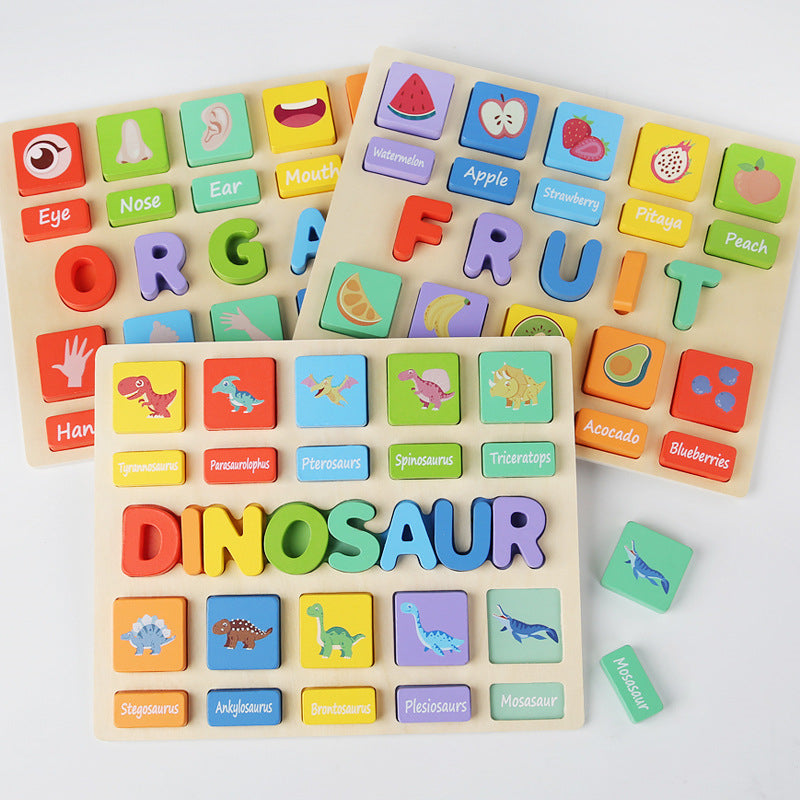 Wooden Alphabet Puzzle Blocks Montessori Toys Educational Toy 5