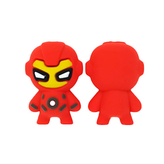 Silicone 3D Focal Beads Red Armor Alien Character Front Facing