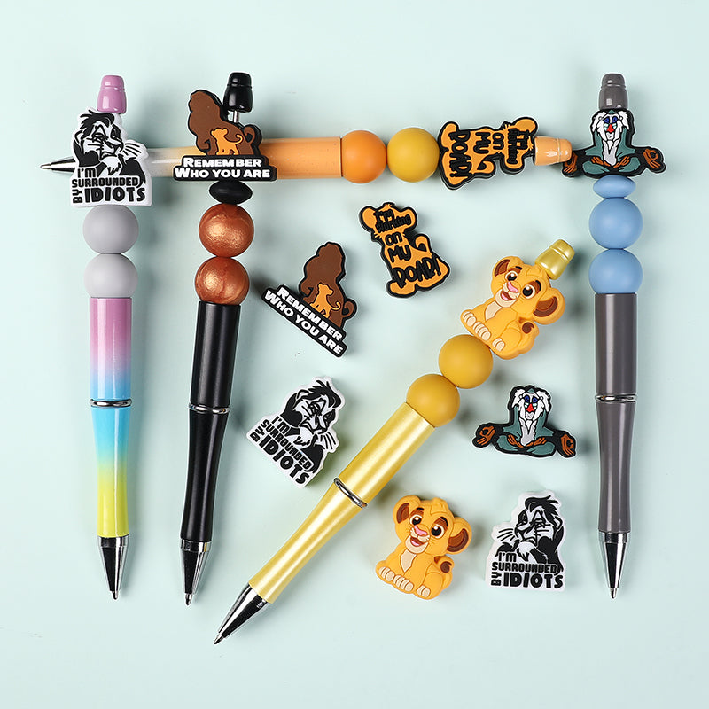20Pcs Silicone Focal Beads Young Lion with Text Decorations 7