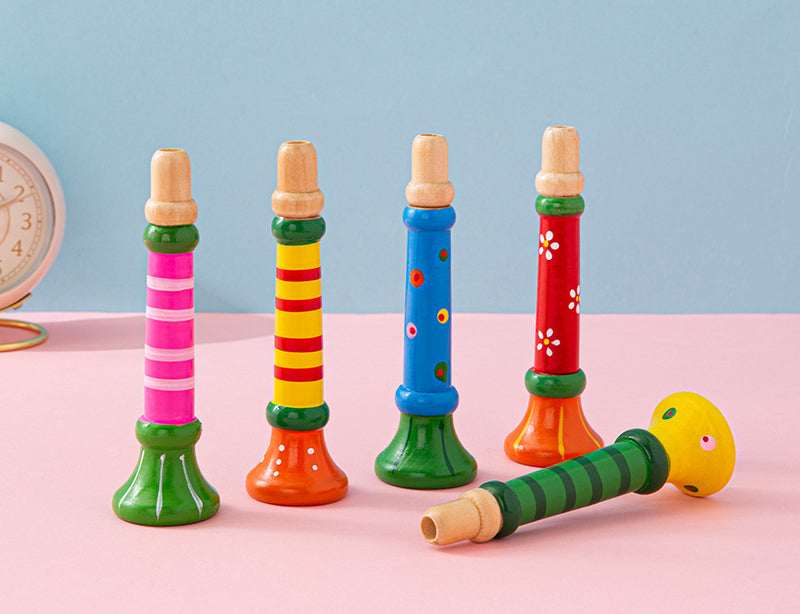 Wooden Small Horn Whistle Kids Musical Instrument Educational Toy 5