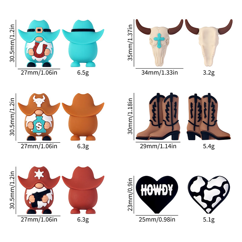 20Pcs Silicone 3D Focal Beads Cowboy Series Holding Horseshoe and Money Bag 5