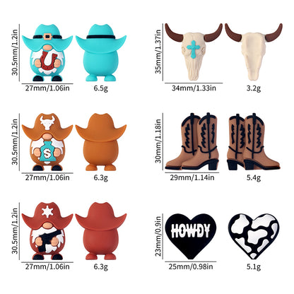20Pcs Silicone 3D Focal Beads Cowboy Series Holding Horseshoe and Money Bag 5