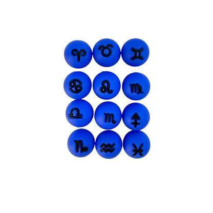 1 Set Silicone Focal Beads Twelve Constellation Symbol 15mm Round Shape 8