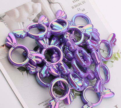 2Pcs 25x46mm Sakura Angel Wings Acrylic Beads UV Finish Color Plated 8