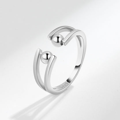 Silver Adjustable Fidget Ring with 2 Beads for Women Size 7 4