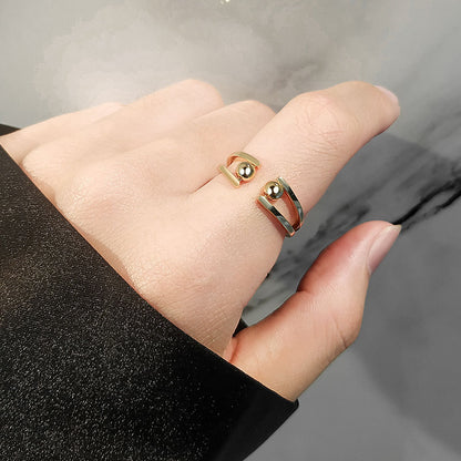 Silver Adjustable Fidget Ring with 2 Beads for Women Size 7 6