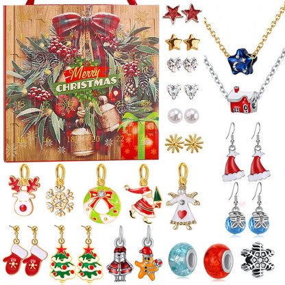 Christmas Jewelry Advent Calendar with 2 Necklaces and Pendants 24pcs