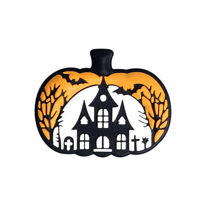 20Pcs Silicone Focal Beads Halloween Pumpkin Head Castle Design