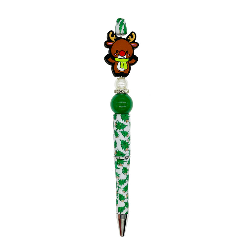 20pcs Silicone Focal Beads Christmas Deer With Scarf 3