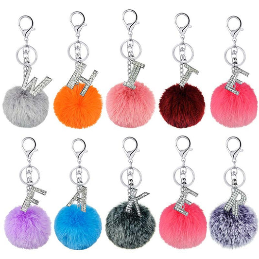 Diamond Inlaid Alloy Pom Pom Keychain Rhinestone Charm 15x8cm
