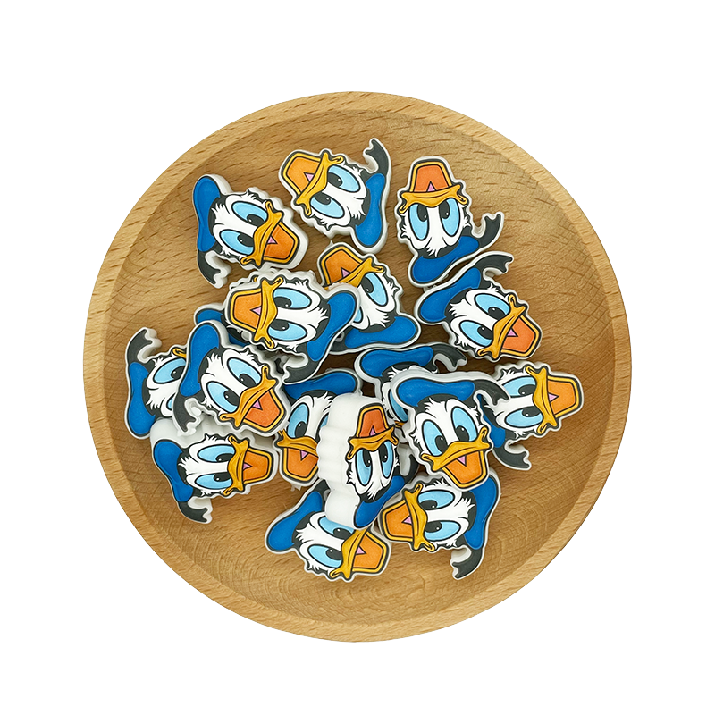 20pcs Silicone Focal Beads Blue Alien Character Large Ears Face Detail 3