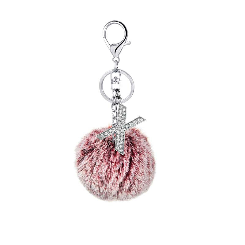 Diamond Inlaid Alloy Pom Pom Keychain Rhinestone Charm 15x8cm 4