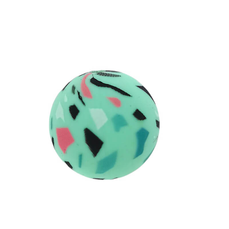 50pcs 15mm Terrazzo Silicone Beads Printed Design 12