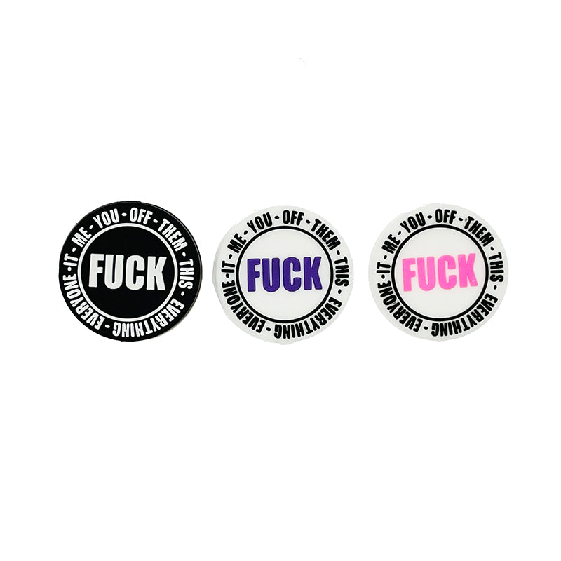 20pcs Silicone Focal Beads Circular Bold Text Design