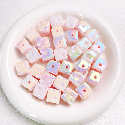 10pcs 14.5mm Light In The Dark Acrylic Cheese Cube Beads 6