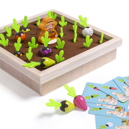 Wooden Farm Pulling Radishes Pattern Memory Chess Montessori Toy 3